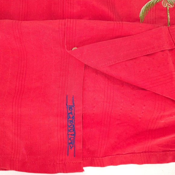 Bamboo Cay‎ Palm Tree Shirt XL Red Embroidered Button Up Island Camp Modal Blend - Picture 6 of 16